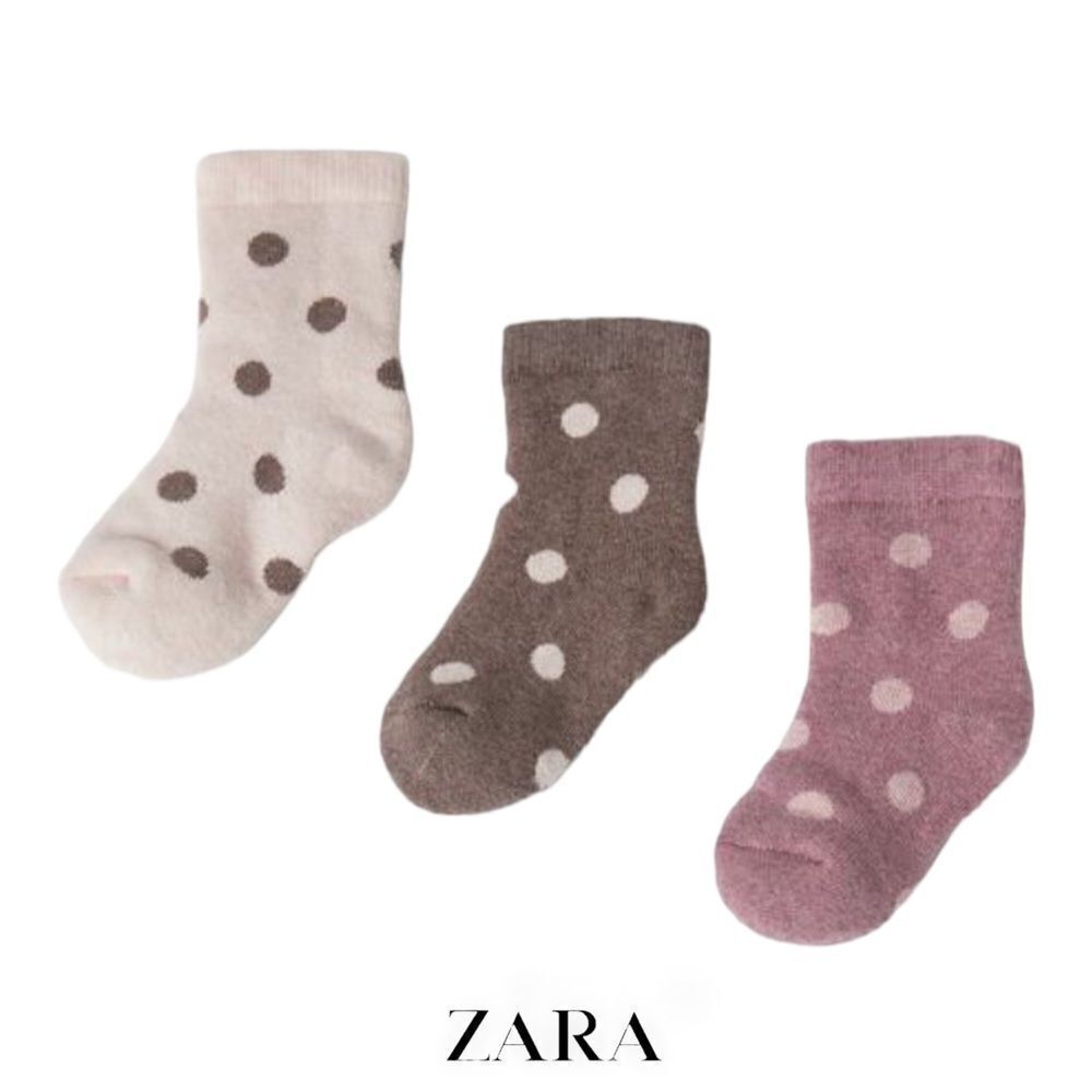 ZARA Kids | Pink | THREE-PACK OF POLKA DOT TERRY SOCKS